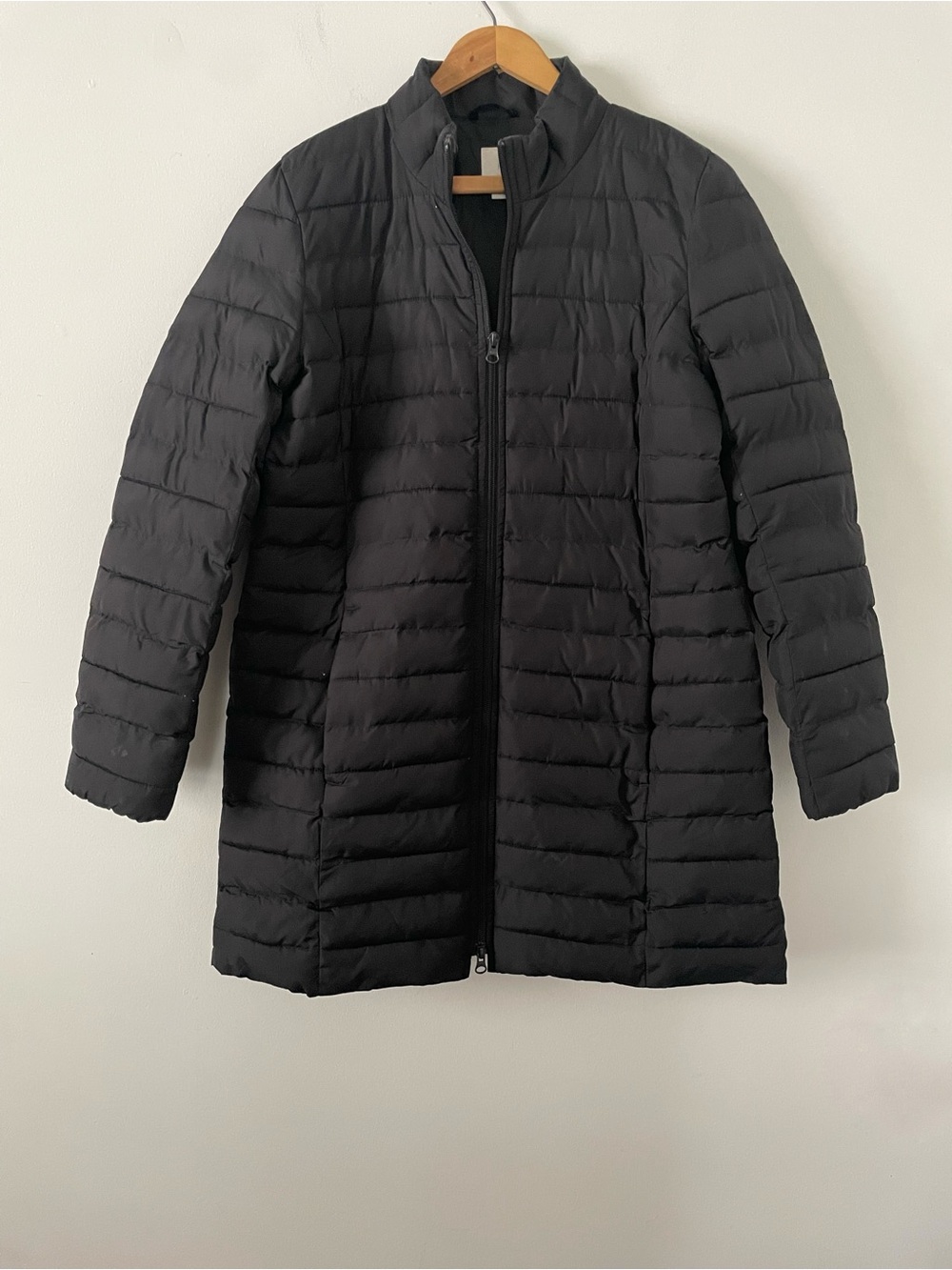 J. Jill Black Long Puffer Jacket Coat Size Small